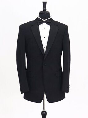 Southeastern 38L Black Blazer Sport Coat Tuxedo Jacket 1-Button Solid Y965